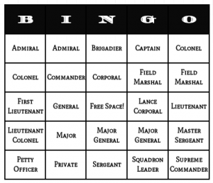 black bingo card