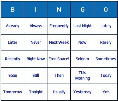 Adverbs bingo cards