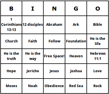 Free bible bingo for adults