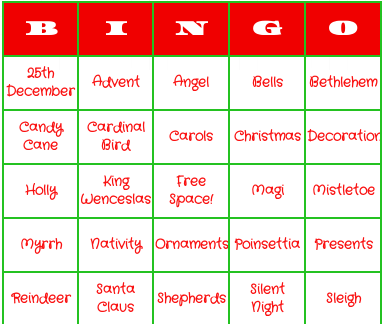 christmas bingo cards