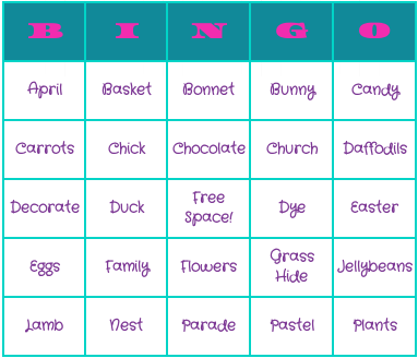 easter bingo cards