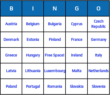 european union countries bingo cards