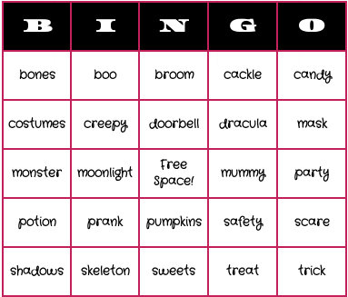 halloween bingo cards