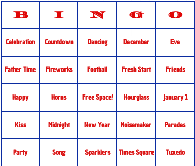 new years day bingo cards