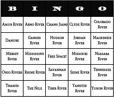 rivers bingo cards