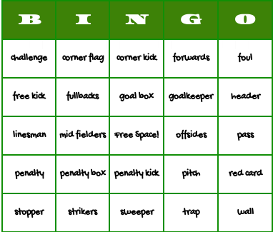 soccer bingo cards