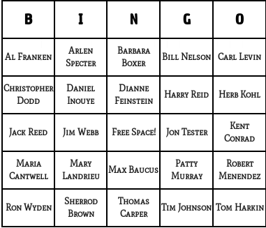 u.s democratic senators bingo cards