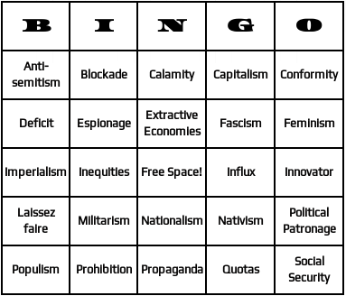 u.s history bingo cards