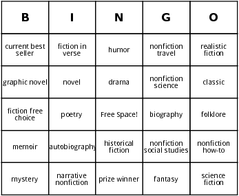 literary bingo cards