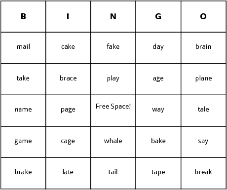 long a words bingo cards